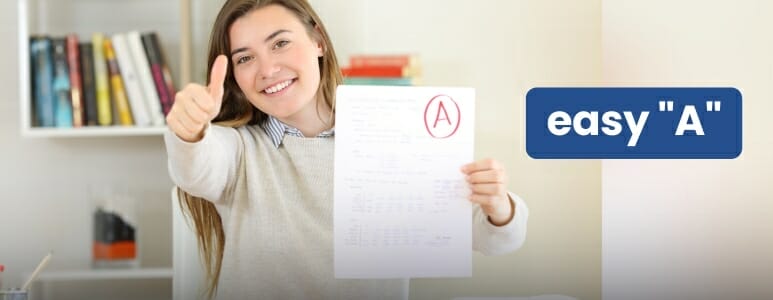 Smiling Woman Exhibiting A School Test Marked With An A