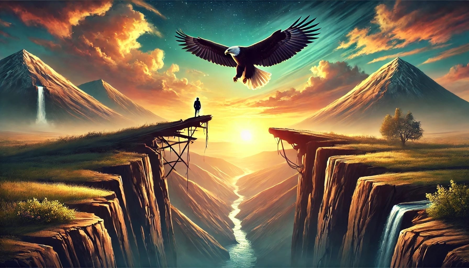 Eagle Flying Over A River