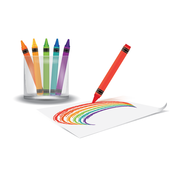 Crayon Drawing Rainbow On Paper